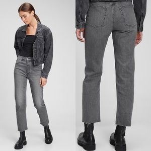 Gap High Rise Cheeky Straight Gray Button Fly Denim Jeans Size 8/29 Regular